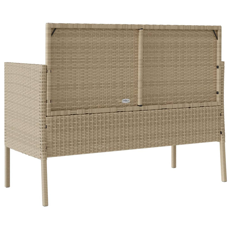 Garden Bench with Cushions Beige Poly Rattan