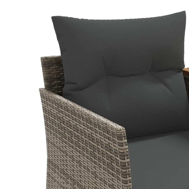 Garden Sofa 2-Seater with Stools Grey Poly Rattan