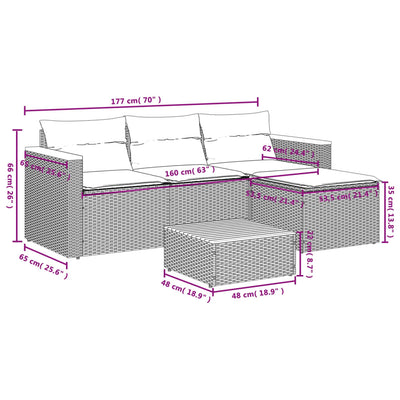 3 Piece Garden Sofa Set with Cushions Grey Poly Rattan