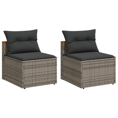 Garden Sofas Armless with Cushions 2 pcs Grey Poly Rattan