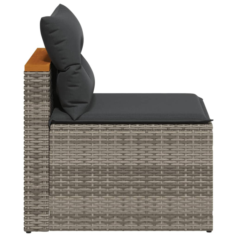 Garden Sofas Armless with Cushions 2 pcs Grey Poly Rattan