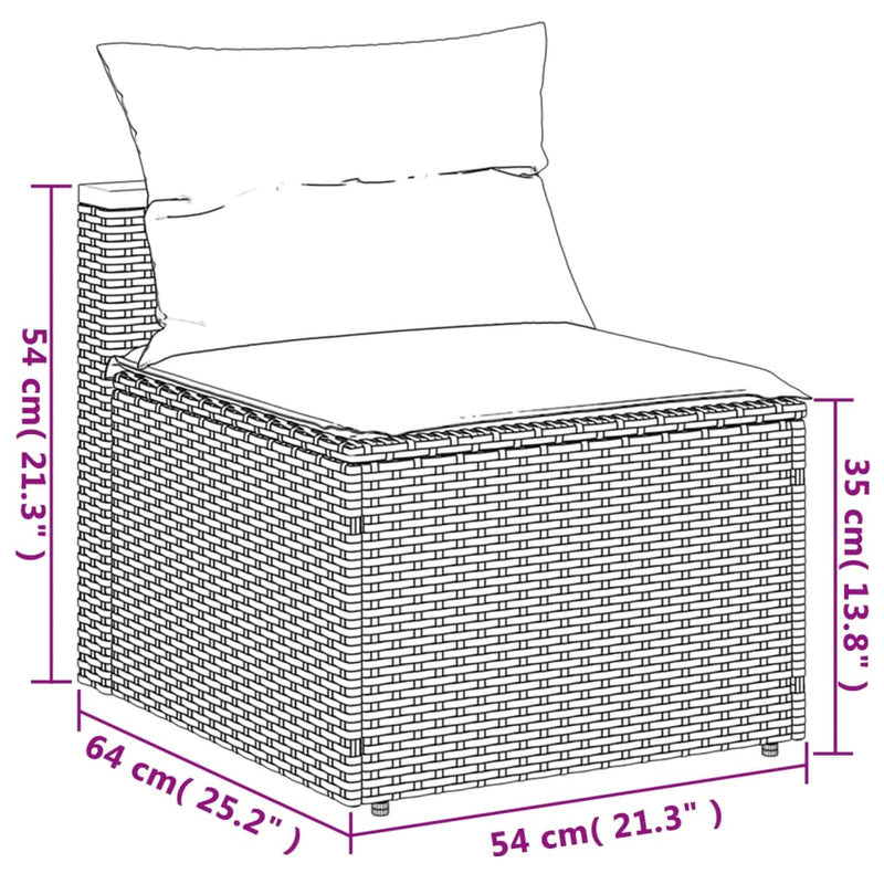 Garden Sofas Armless with Cushions 2 pcs Grey Poly Rattan