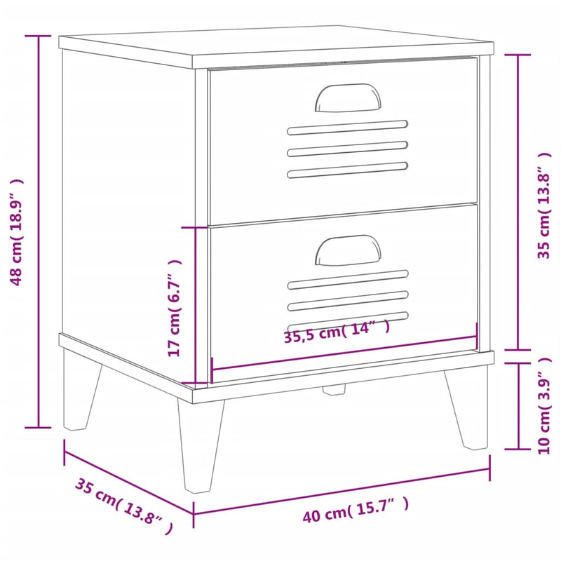 Bedside Cabinet VIKEN Anthracite Grey Engineered Wood