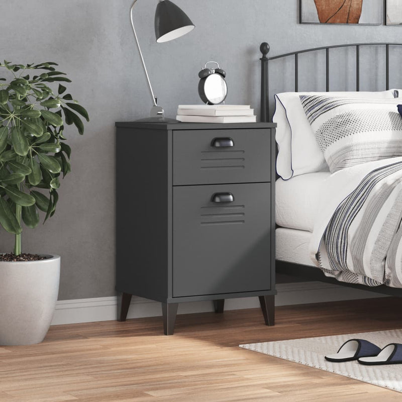 Bedside Cabinet VIKEN Anthracite Grey Engineered Wood