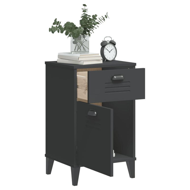 Bedside Cabinet VIKEN Anthracite Grey Engineered Wood