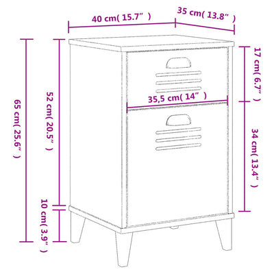 Bedside Cabinet VIKEN Anthracite Grey Engineered Wood