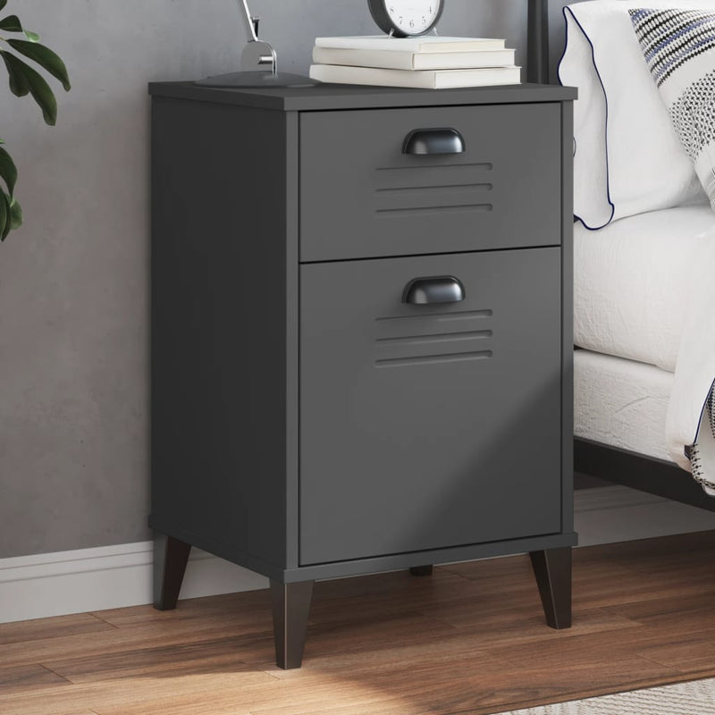 Bedside Cabinet VIKEN Anthracite Grey Engineered Wood