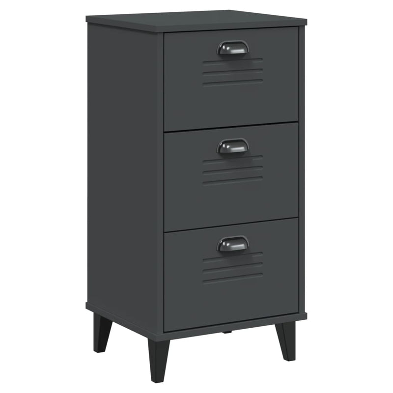 Bedside Cabinet VIKEN Anthracite Grey Engineered Wood