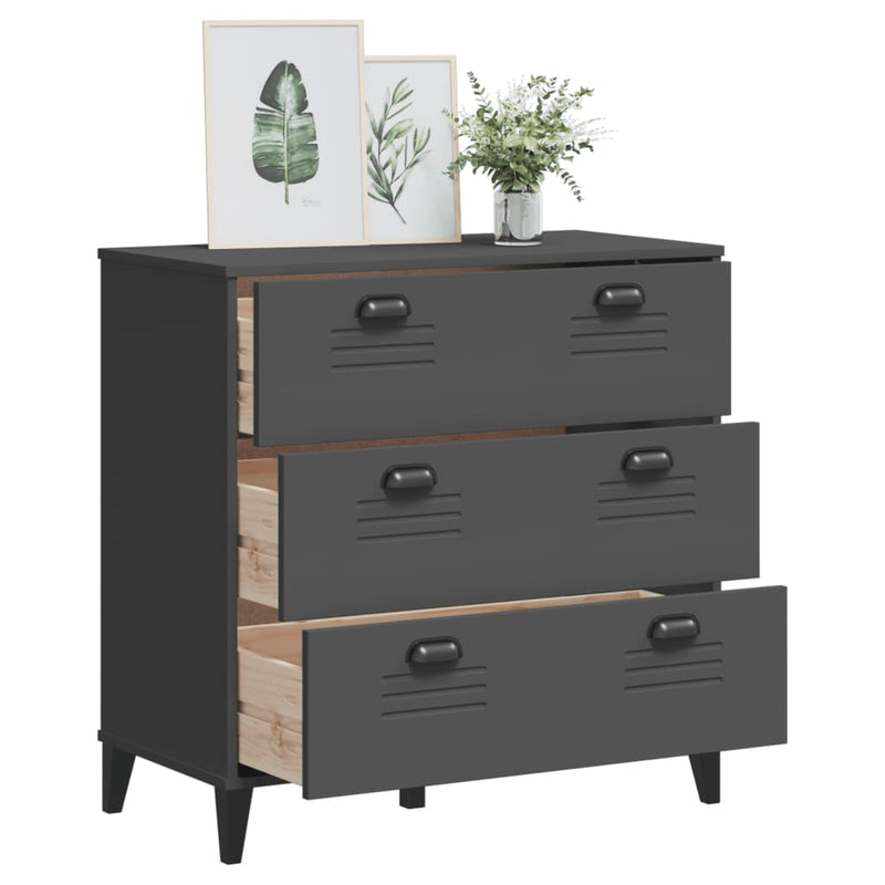 Drawer Cabinet VIKEN Anthracite Grey Engineered Wood