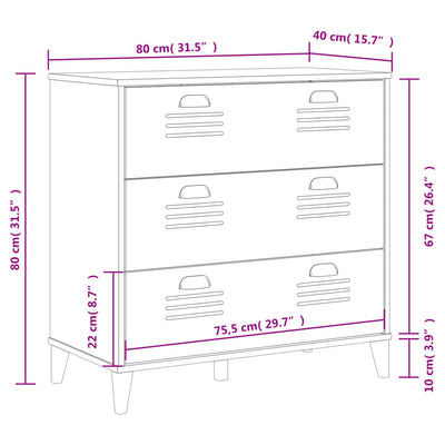 Drawer Cabinet VIKEN Anthracite Grey Engineered Wood