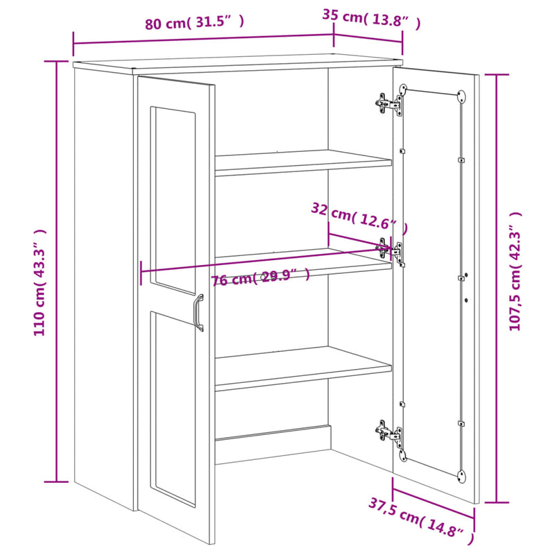 Top for Highboard VIKEN Black Engineered Wood