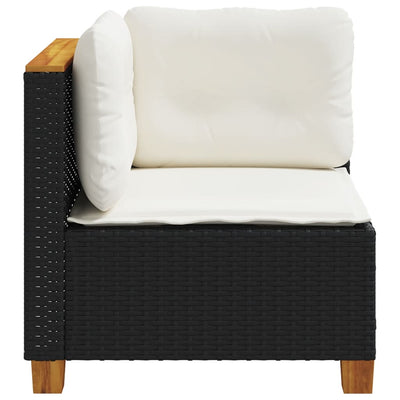 Garden Sofa Corner with Cushions Black Poly Rattan