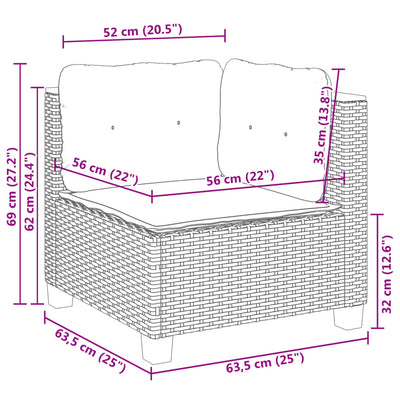 Garden Sofa Corner with Cushions Black Poly Rattan