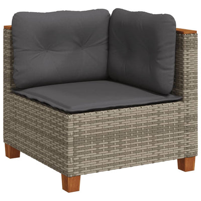 Garden Sofa Corner with Cushions Grey Poly Rattan