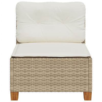 Garden Sofa Armless with Cushions Beige Poly Rattan