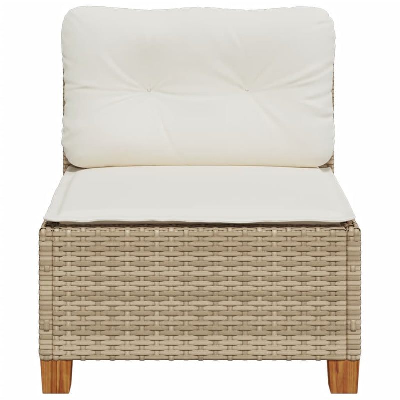 Garden Sofa Armless with Cushions Beige Poly Rattan