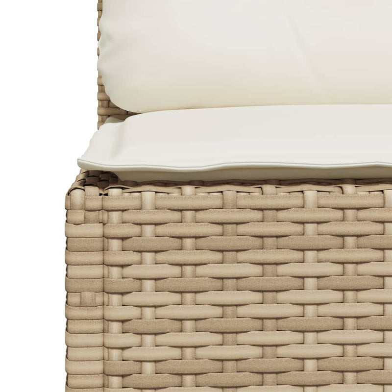 Garden Sofa Armless with Cushions Beige Poly Rattan