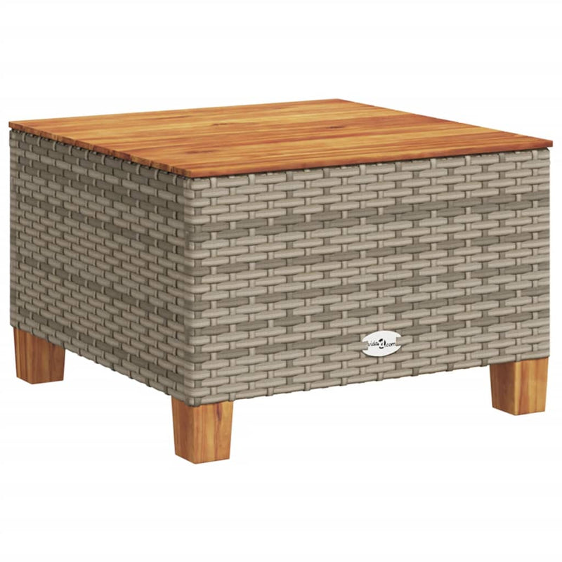 Garden Table Grey 55x55x36 cm Poly Rattan Acacia Wood