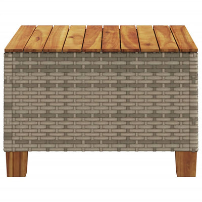 Garden Table Grey 55x55x36 cm Poly Rattan Acacia Wood