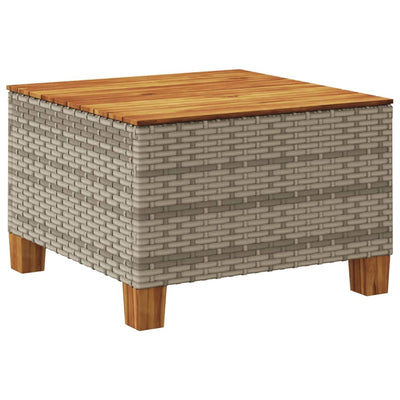 Garden Table Grey 55x55x36 cm Poly Rattan Acacia Wood