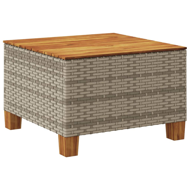 Garden Table Grey 55x55x36 cm Poly Rattan Acacia Wood