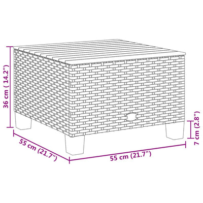 Garden Table Grey 55x55x36 cm Poly Rattan Acacia Wood