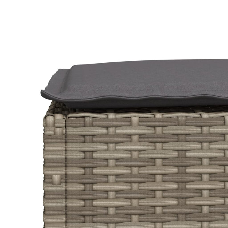 Garden Stool with Cushion Grey 63.5x56x32 cm Poly Rattan