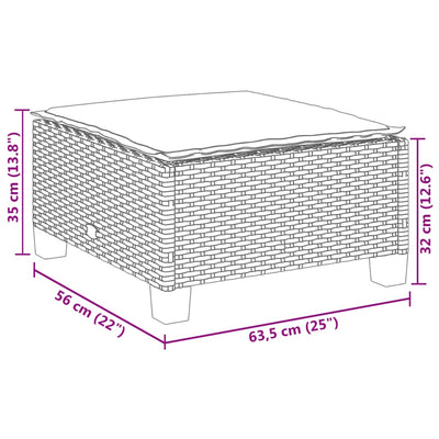 Garden Stool with Cushion Beige 63.5x56x32 cm Poly Rattan