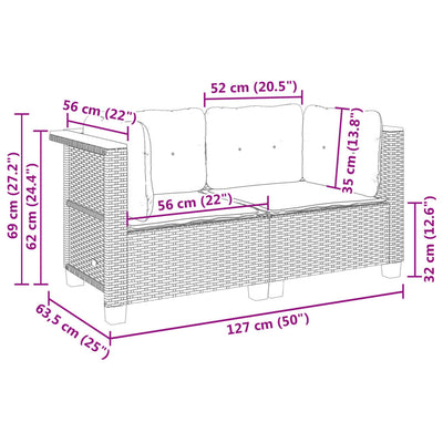 Garden Sofas Corner with Cushions 2 pcs Beige Poly Rattan