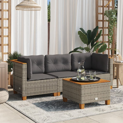 Garden Sofa with Cushions 3-Seater Grey Poly Rattan