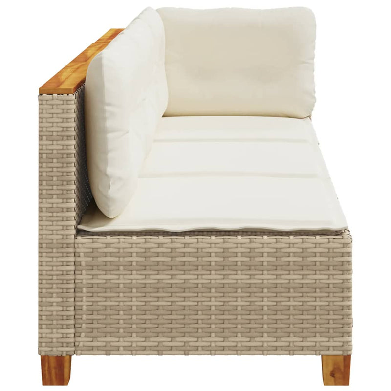 Garden Sofa with Cushions 3-Seater Beige Poly Rattan