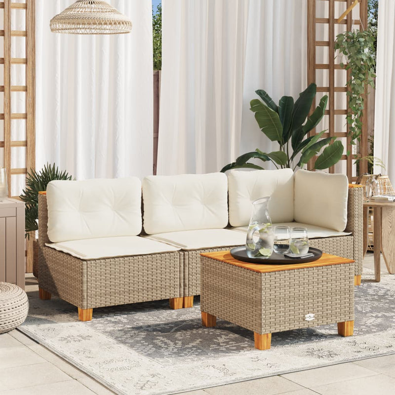 Garden Sofa with Cushions 3-Seater Beige Poly Rattan