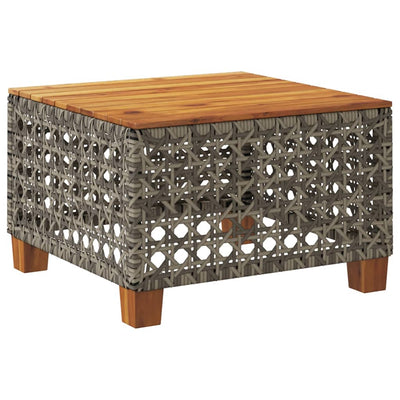 Garden Table Grey 55x55x36 cm Poly Rattan Acacia Wood