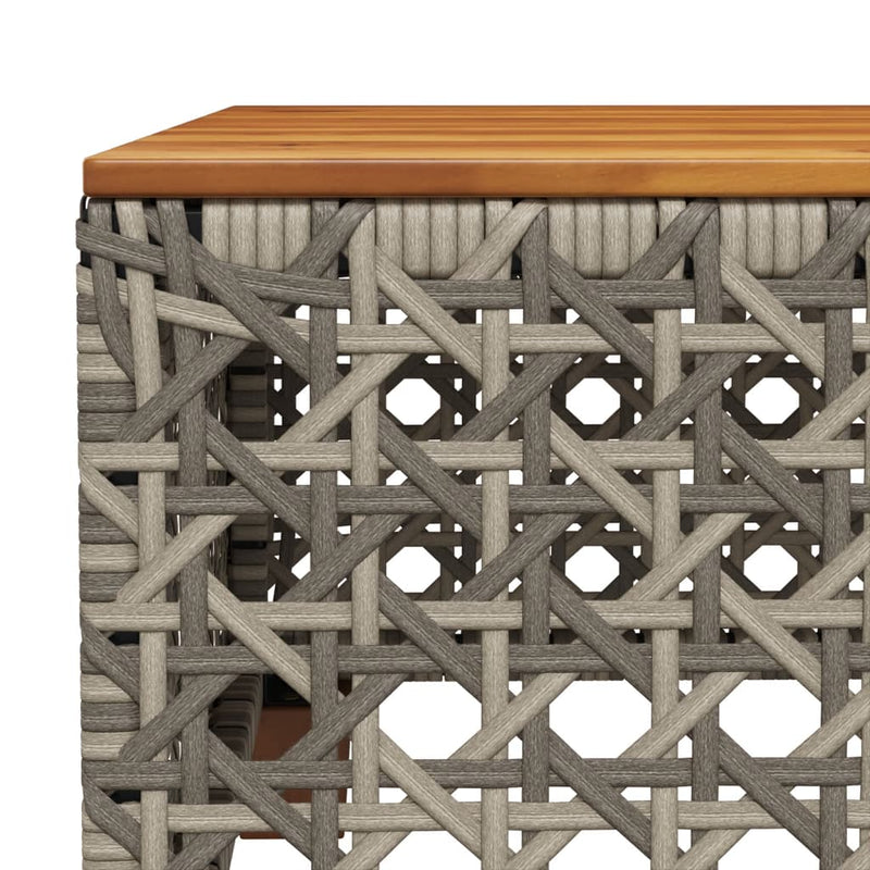 Garden Table Grey 55x55x36 cm Poly Rattan Acacia Wood