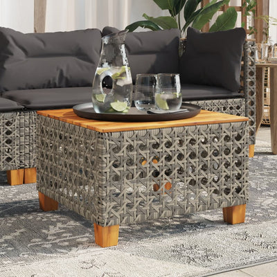 Garden Table Grey 55x55x36 cm Poly Rattan Acacia Wood