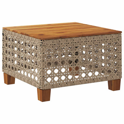 Garden Table Beige 55x55x36 cm Poly Rattan Acacia Wood