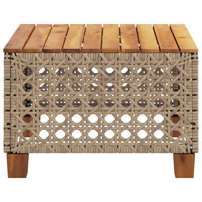 Garden Table Beige 55x55x36 cm Poly Rattan Acacia Wood