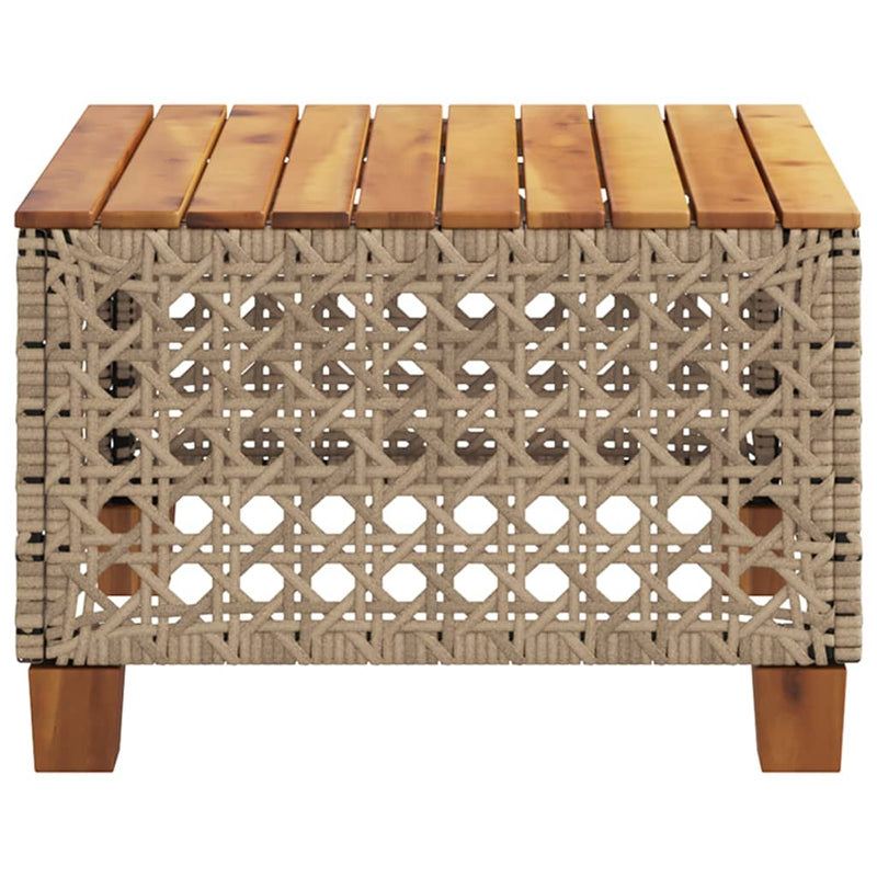 Garden Table Beige 55x55x36 cm Poly Rattan Acacia Wood