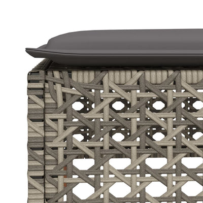 Garden Stool with Cushion Grey 63.5x56x32 cm Poly Rattan