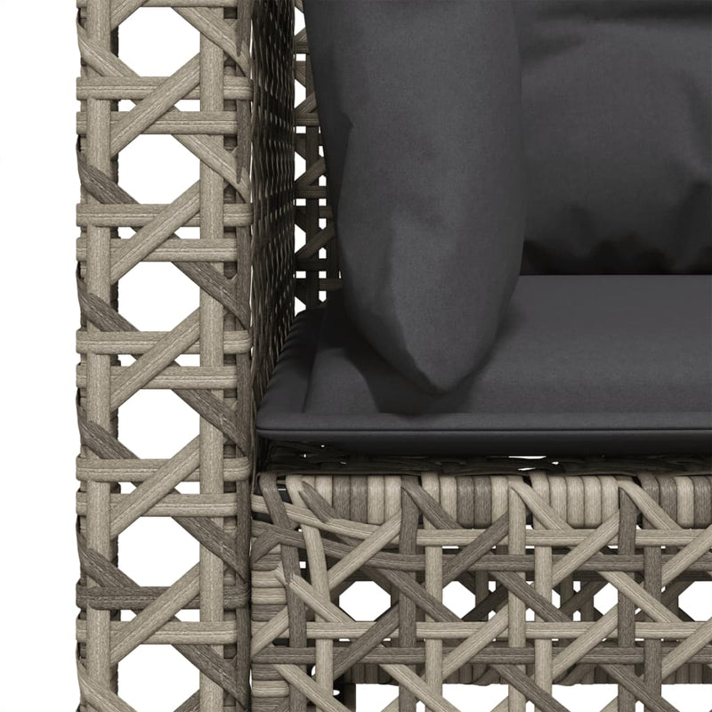 Garden Sofa with Cushions 3-Seater Grey Poly Rattan