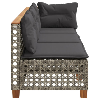 Garden Sofa with Cushions 3-Seater Grey Poly Rattan