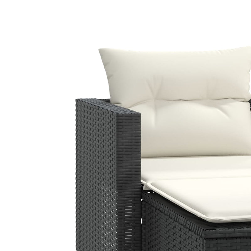 Garden Sofa 2-Seater with Stools Black Poly Rattan