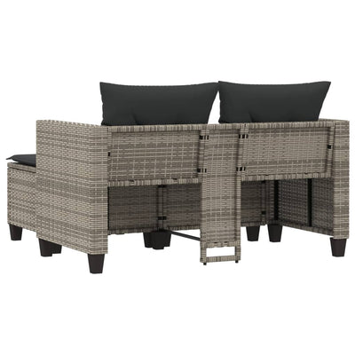 Garden Sofa 2-Seater with Stools Grey Poly Rattan