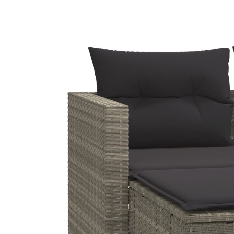 Garden Sofa 2-Seater with Stools Light Grey Poly Rattan