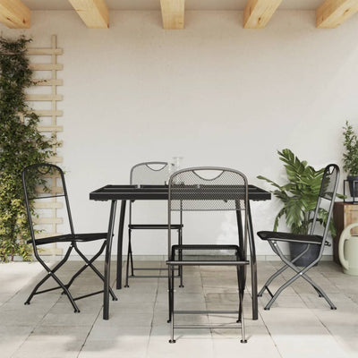 5 Piece Garden Dining Set Anthracite Metal Mesh