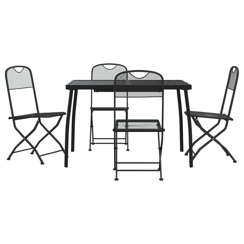 5 Piece Garden Dining Set Anthracite Metal Mesh