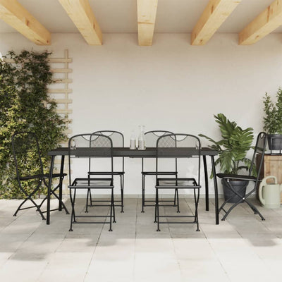 7 Piece Garden Dining Set Anthracite Metal Mesh