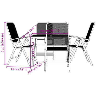 5 Piece Garden Dining Set Anthracite Metal Mesh