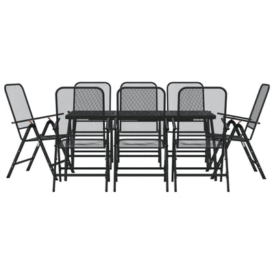 9 Piece Garden Dining Set Anthracite Metal Mesh