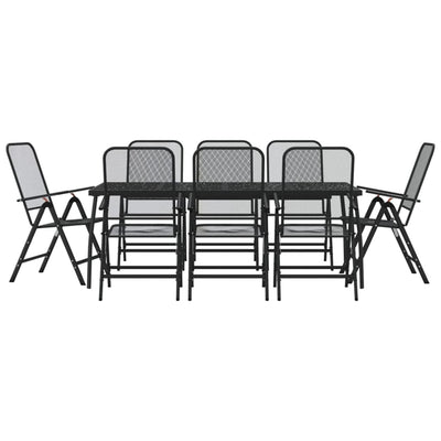 9 Piece Garden Dining Set Anthracite Metal Mesh